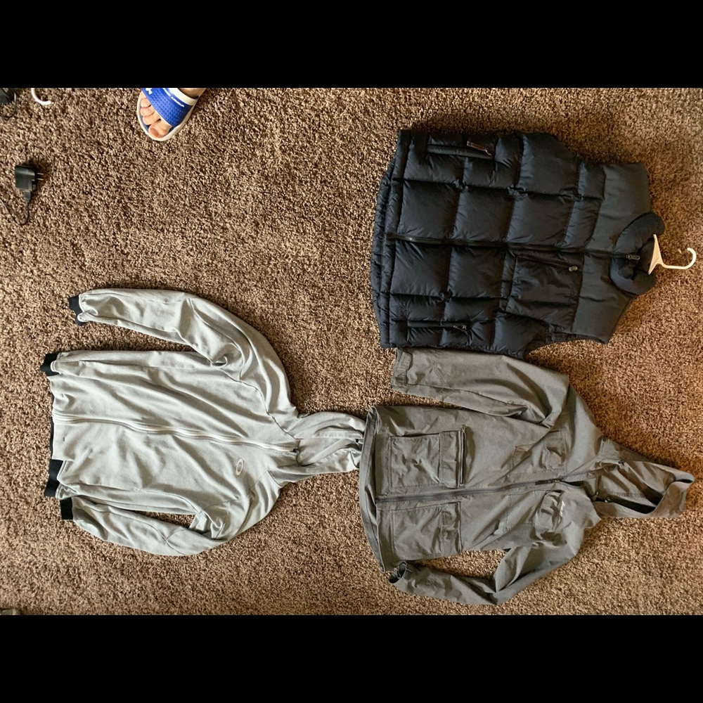Oakley and Eddie Bauer jacket. Cabelas vest